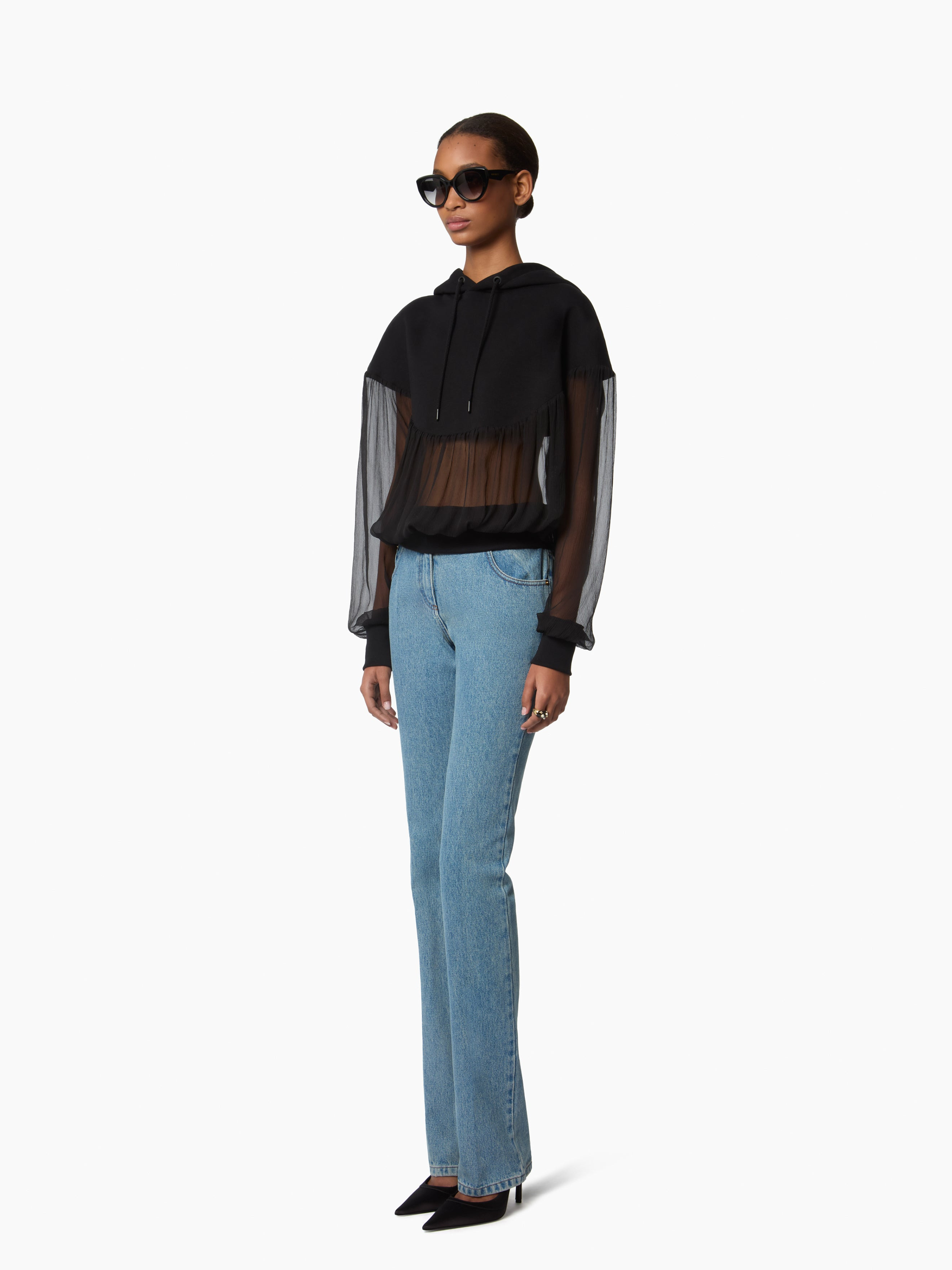 Fluid Chiffon Hoodie - 2