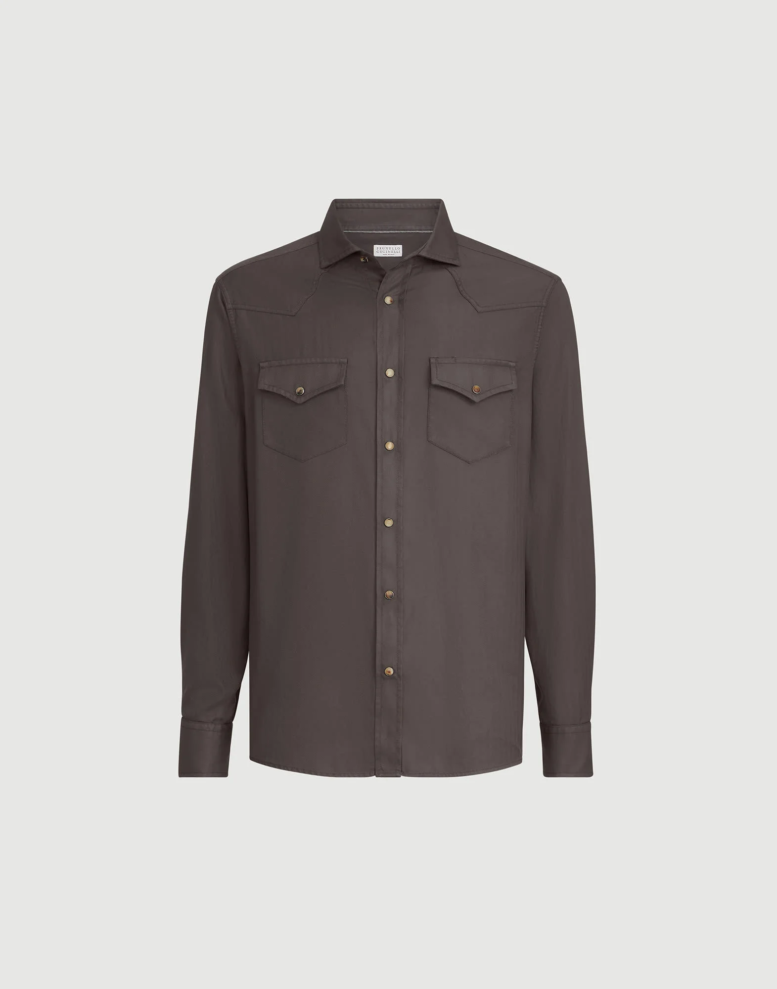 Garment-dyed easy fit Western shirt in cotton chevron - 1