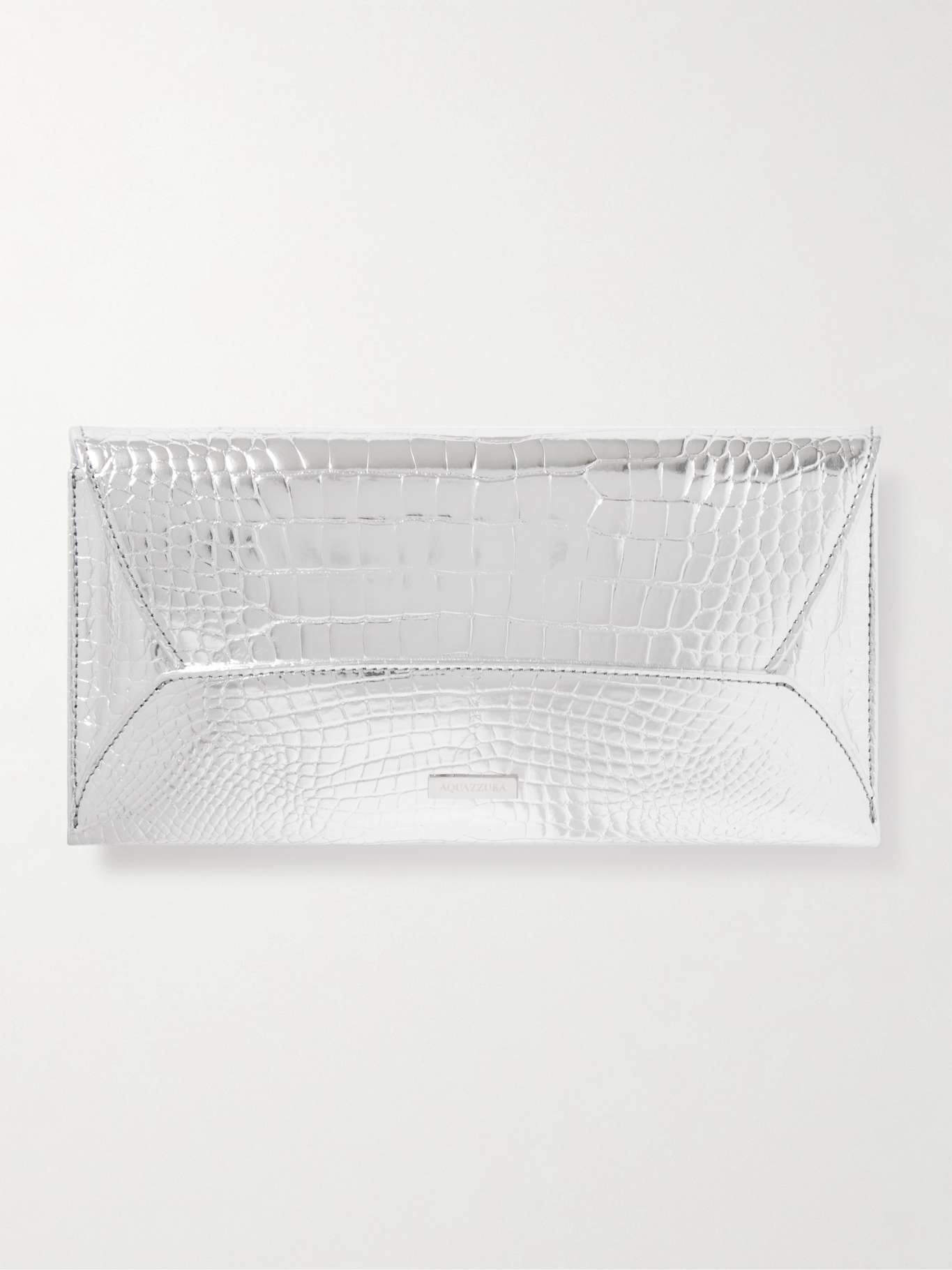 AQUAZZURA Coco croc-effect mirrored-leather clutch | REVERSIBLE