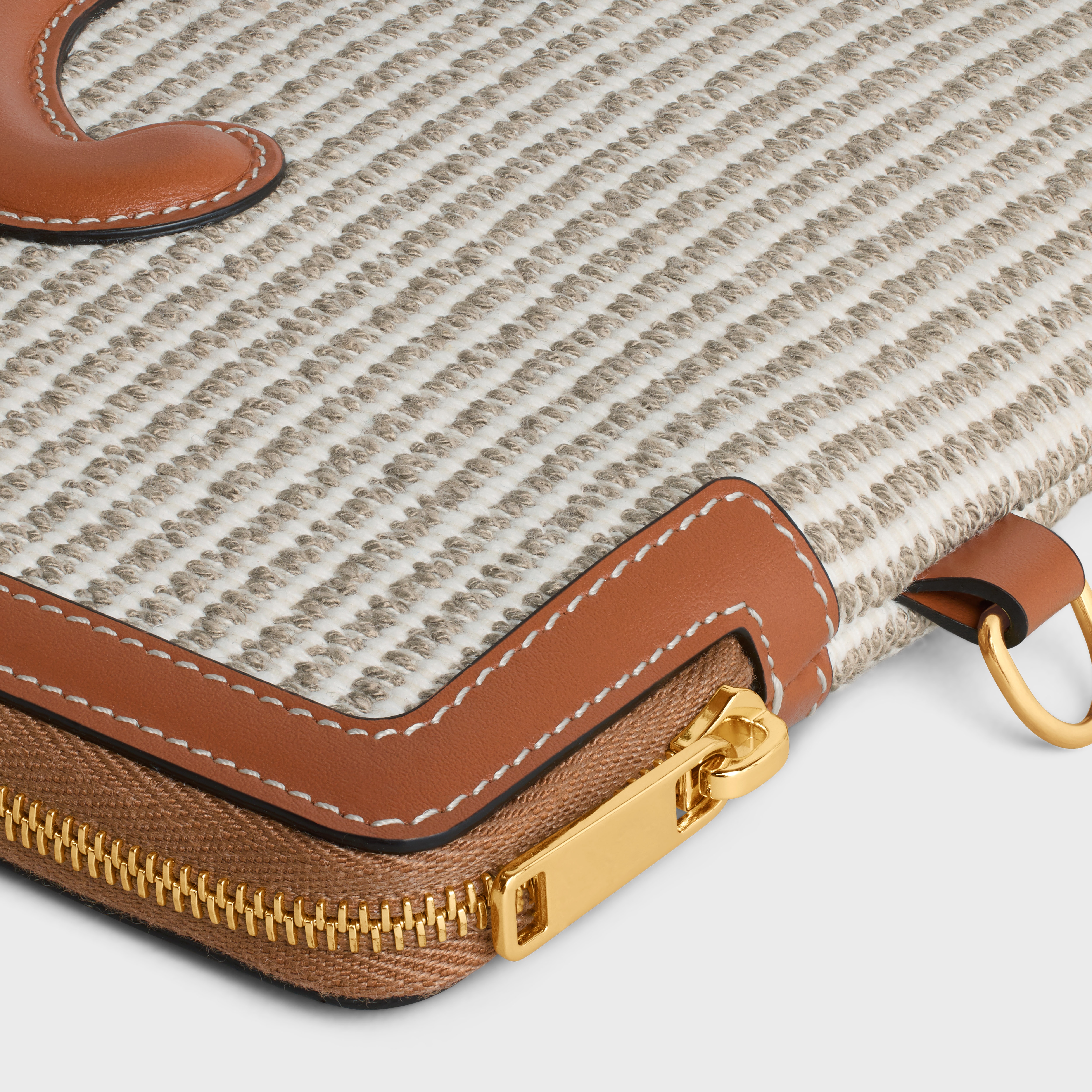 【CELINE】SmallPouch with Strap StripedTextile with Triomphe CELINE SMALL POUCH WITH STRAP CUIR TRIOMPHE IN STRIPED