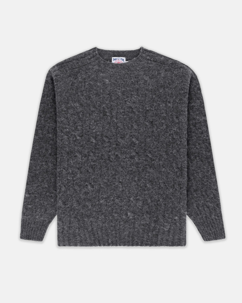 J. PRESS MADE-IN-SCOTLAND GRAY SHAGGY DOG CABLEKNIT SWEATER - CLASSIC FIT outlook