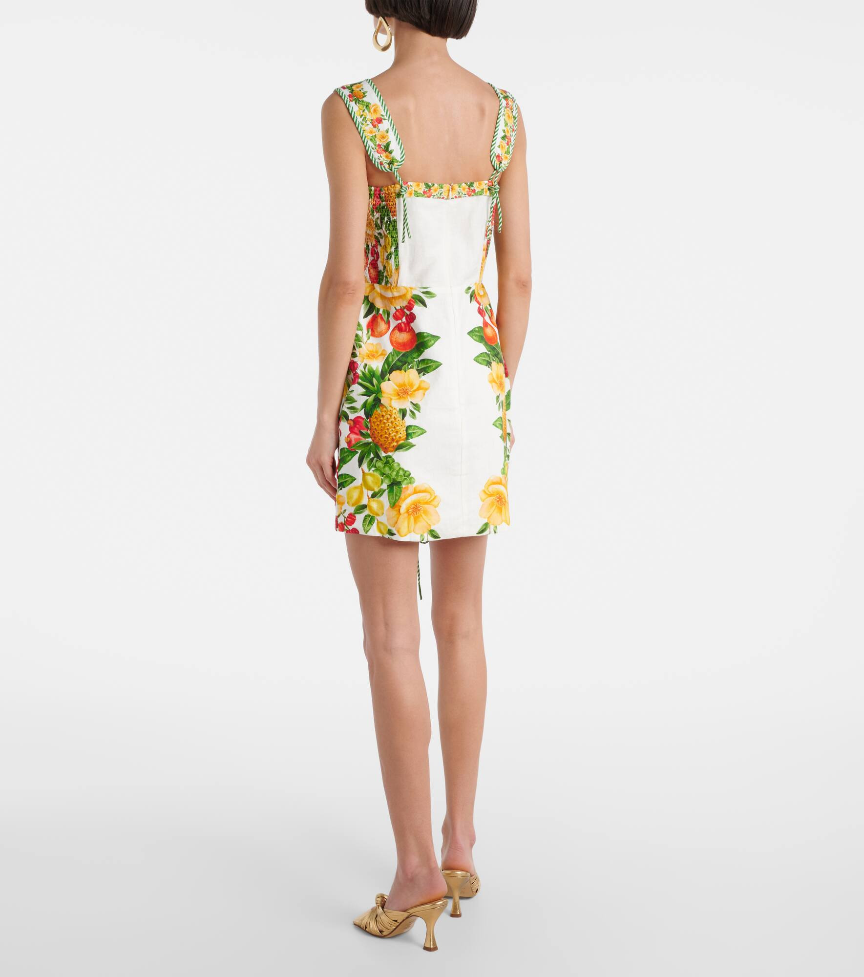 Floral linen-blend minidress - 3