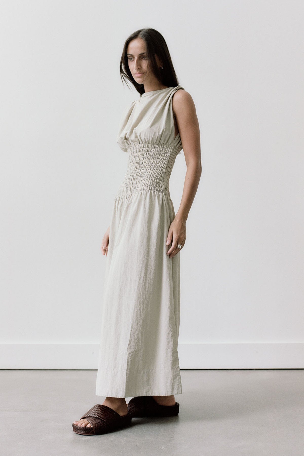 Shirred Maxi Dress - Birch - 6