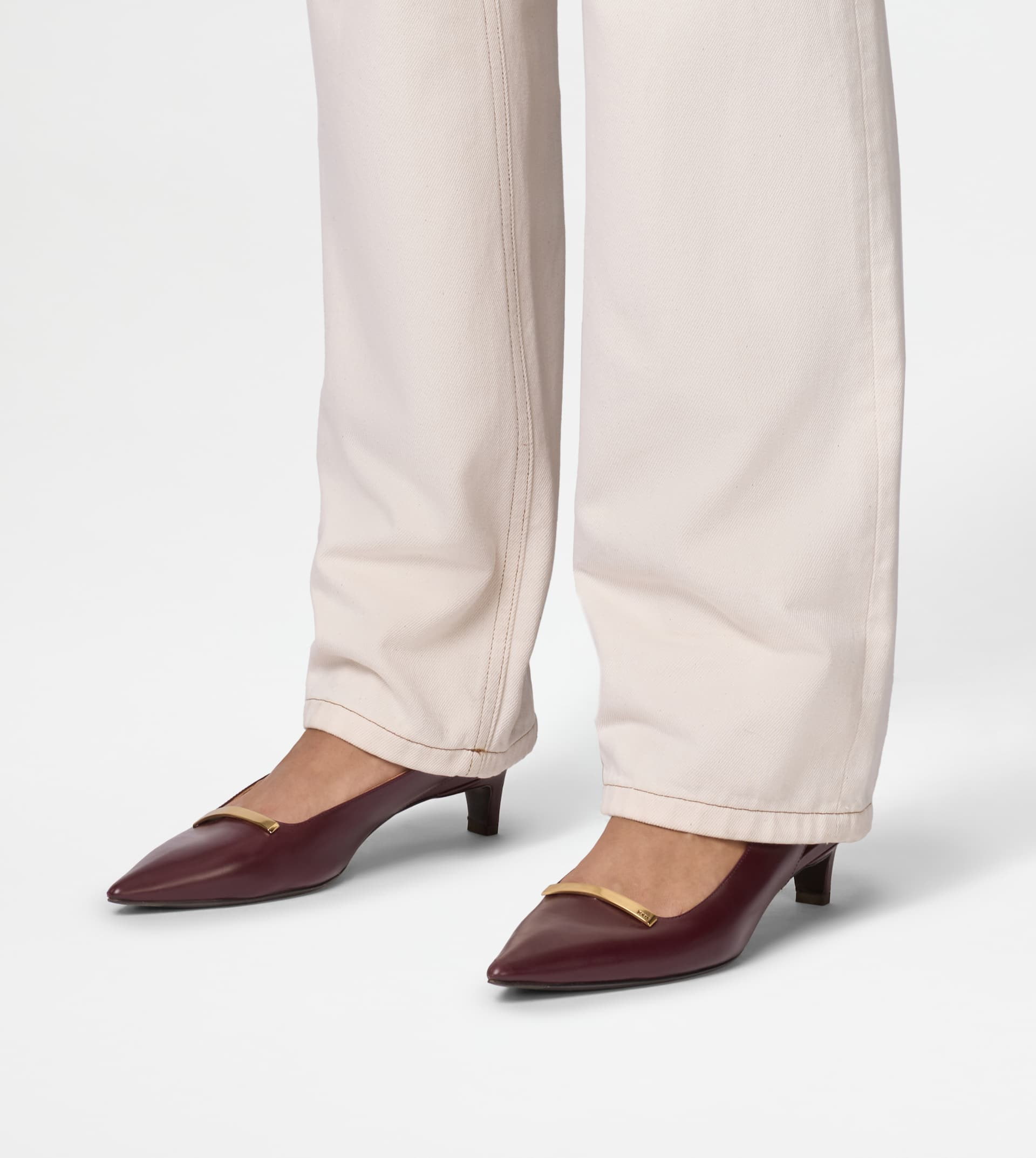 SLINGBACK PUMPS IN LEATHER - BURGUNDY - 7