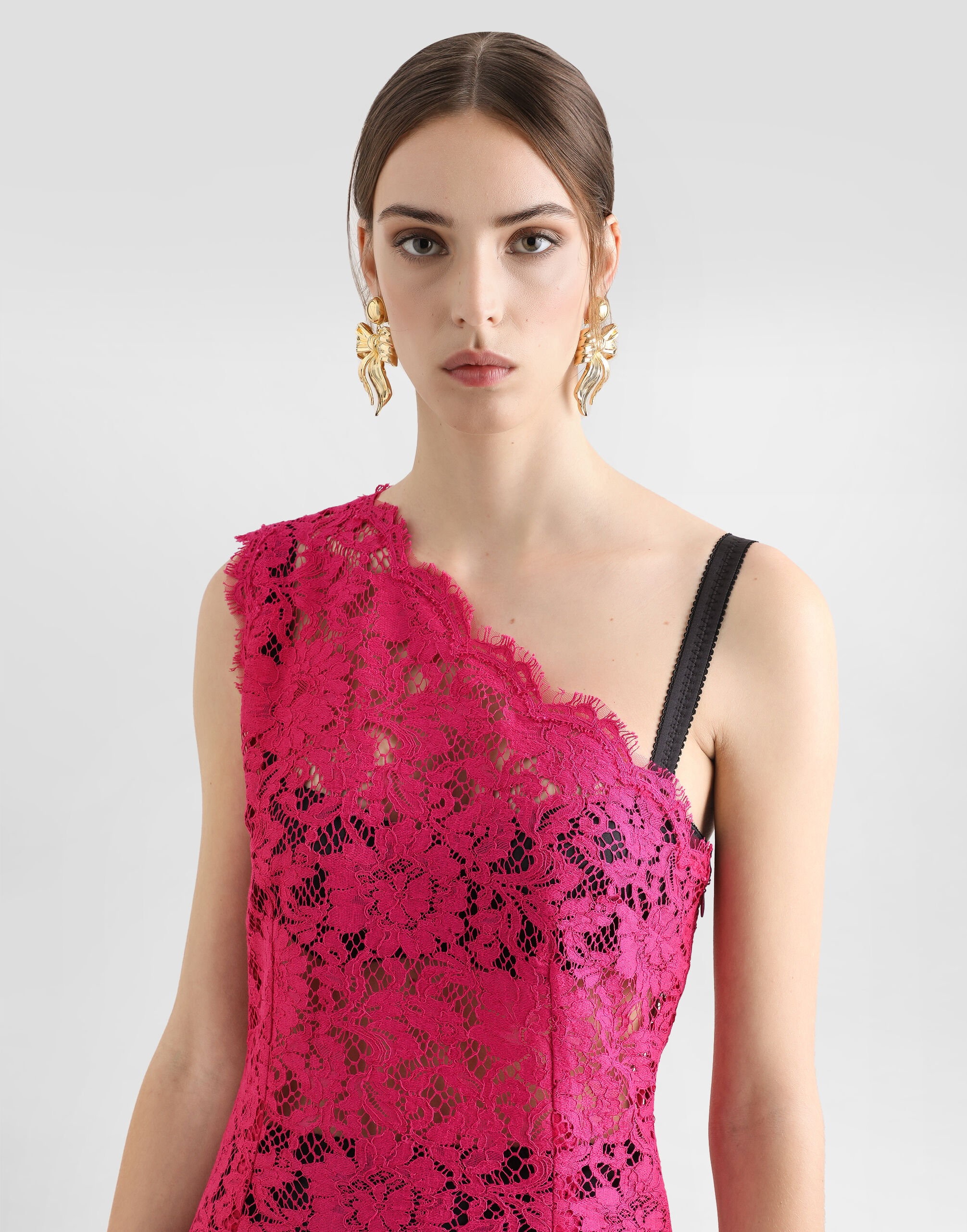 Floral cordonetto lace minidress with slit - 4