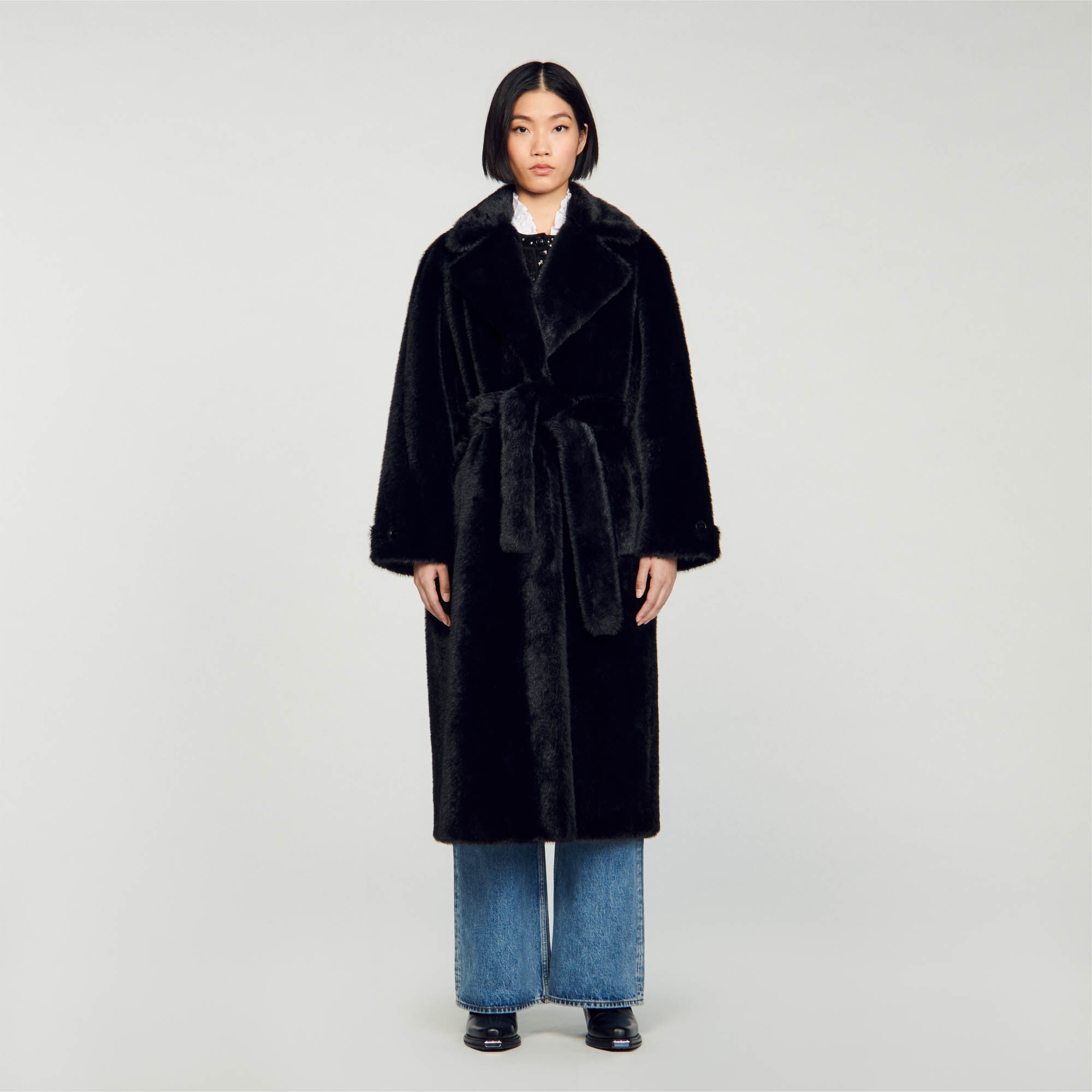 LONG FAUX FUR COAT - 3