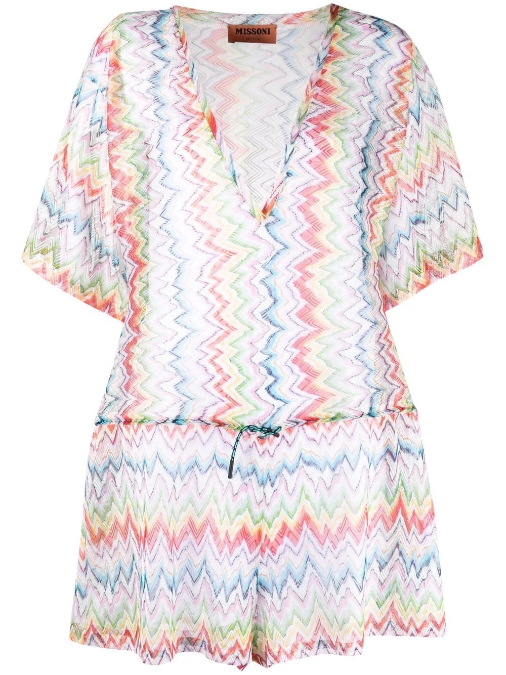 zigzag-embroidered playsuit - 1