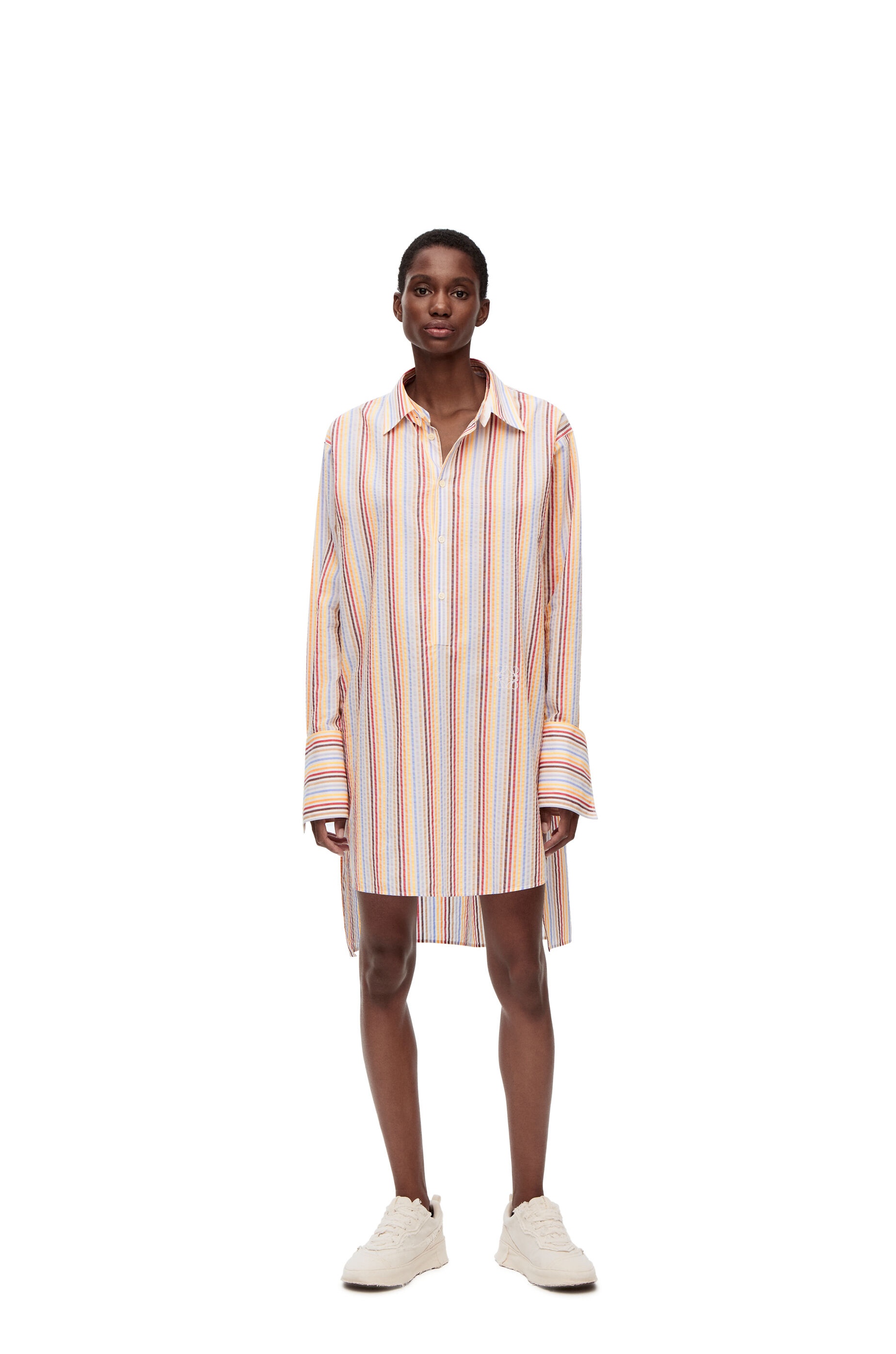 Stripe deconstructed shirt dress in silk - 3