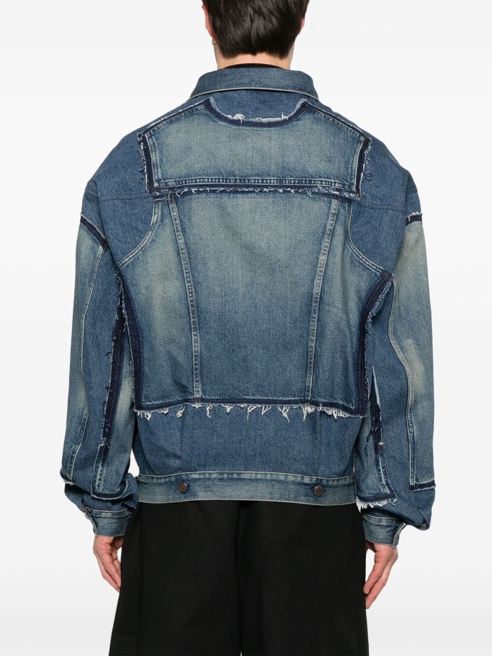 panelled denim jacket - 4