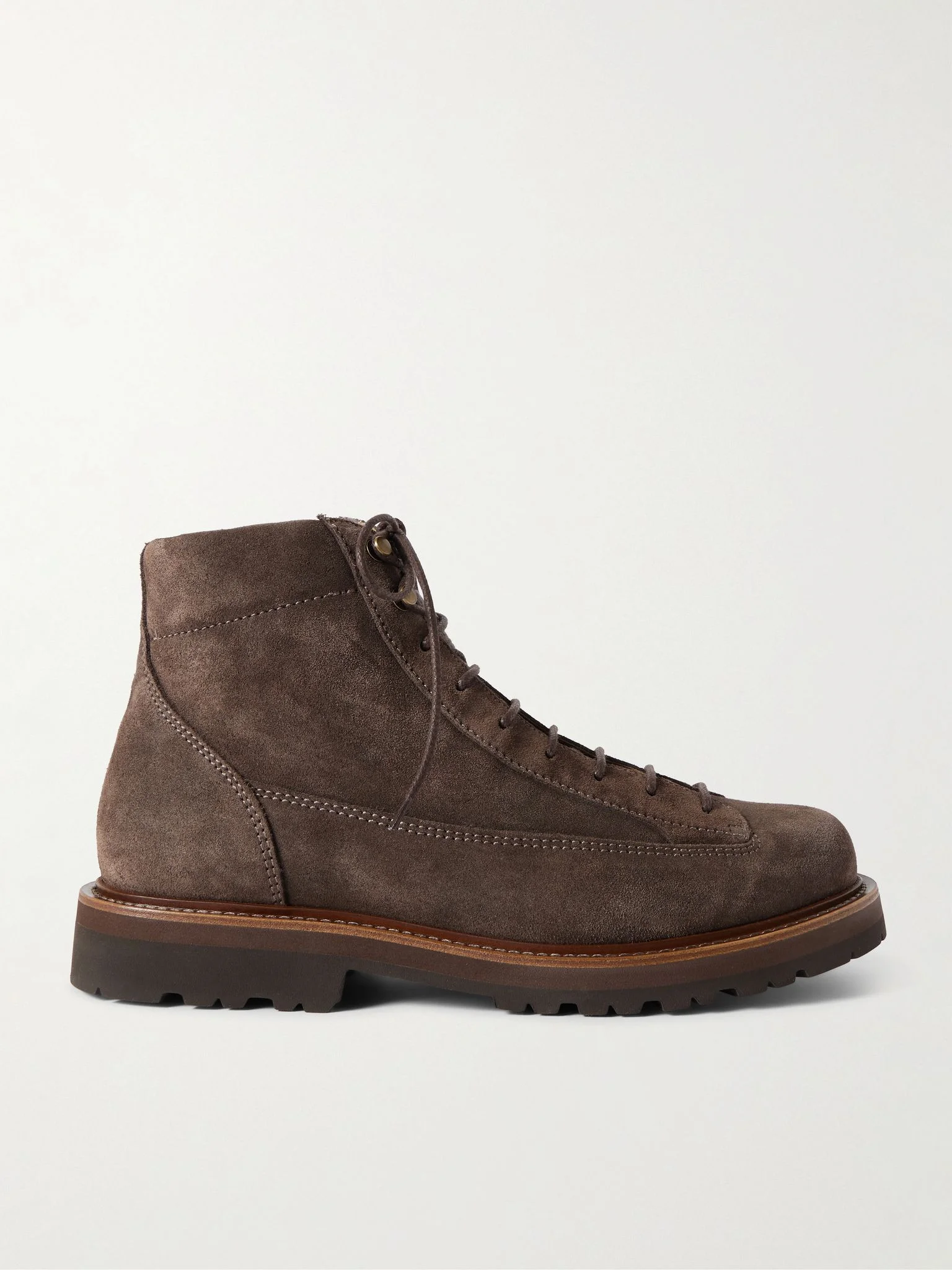 Suede Lace-Up Boots Brown - 1