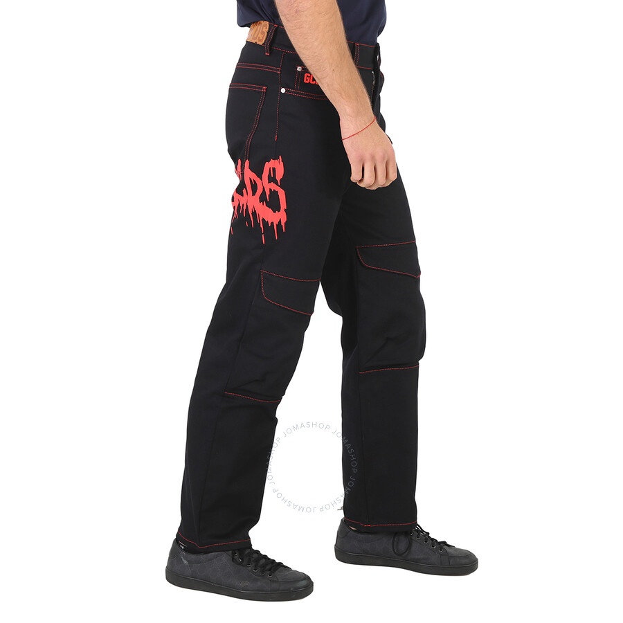 GCDS Men's Black Nightmares Ultrawide Denim Trousers - 4