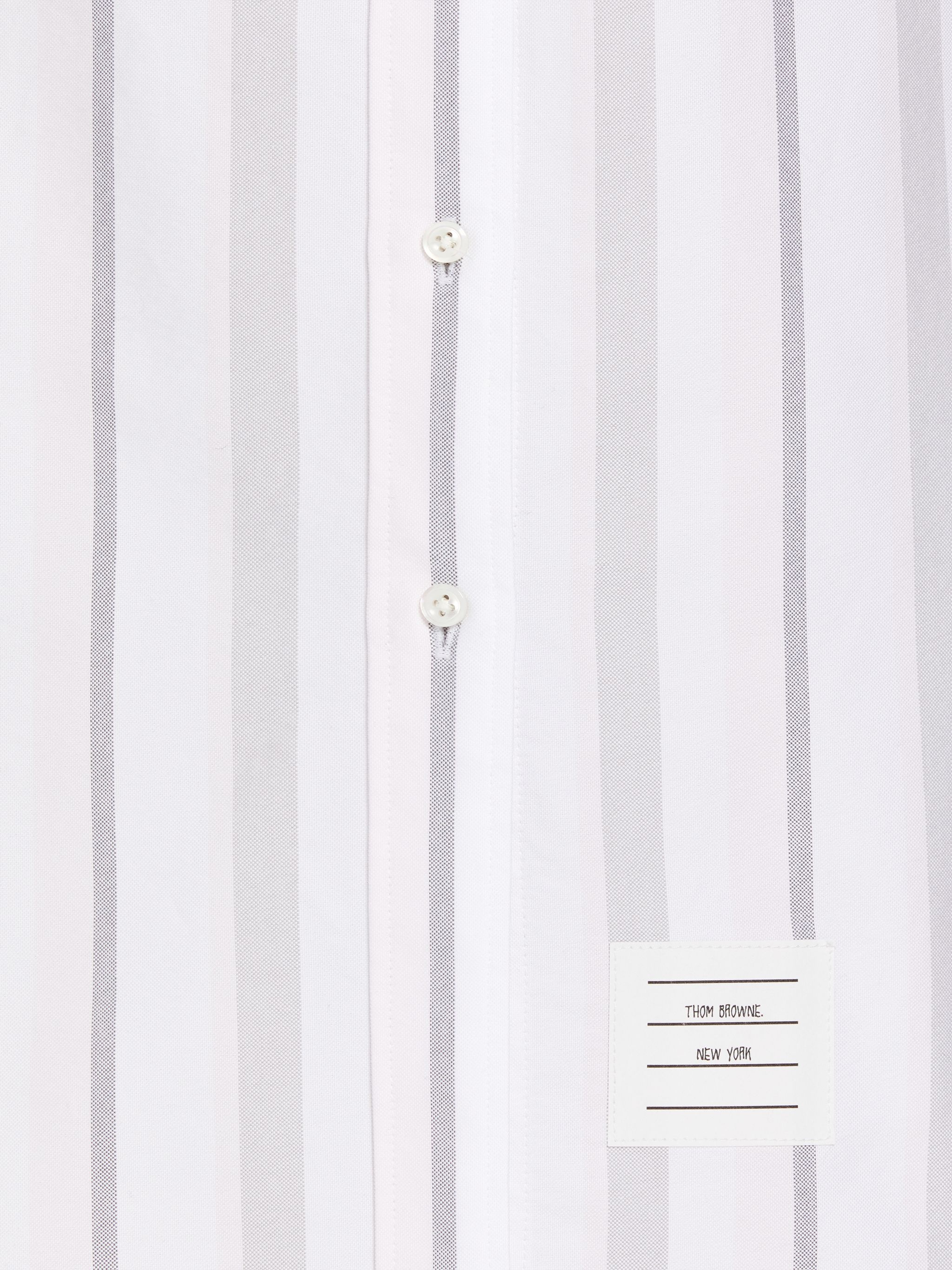 Light Pink Alternating Wide Stripe Cotton Oxford Long-sleeved Button Down Point Collar Shirtdress - 4