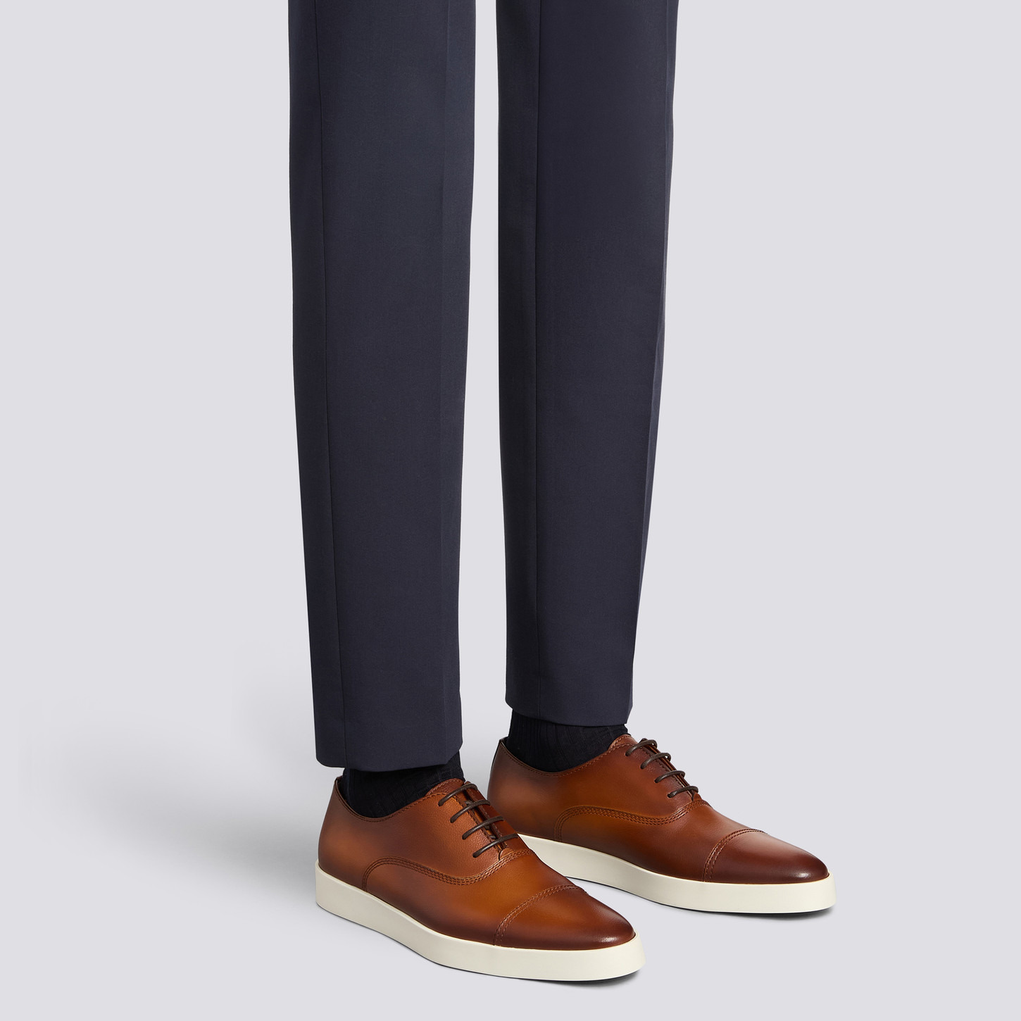 Men's polished brown leather Oxford shoe - 2