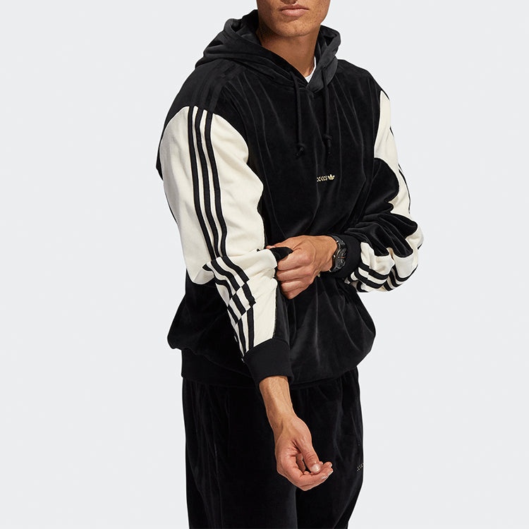 adidas originals Velour Hoody Velvet Contrasting Colors Black H31248 - 4