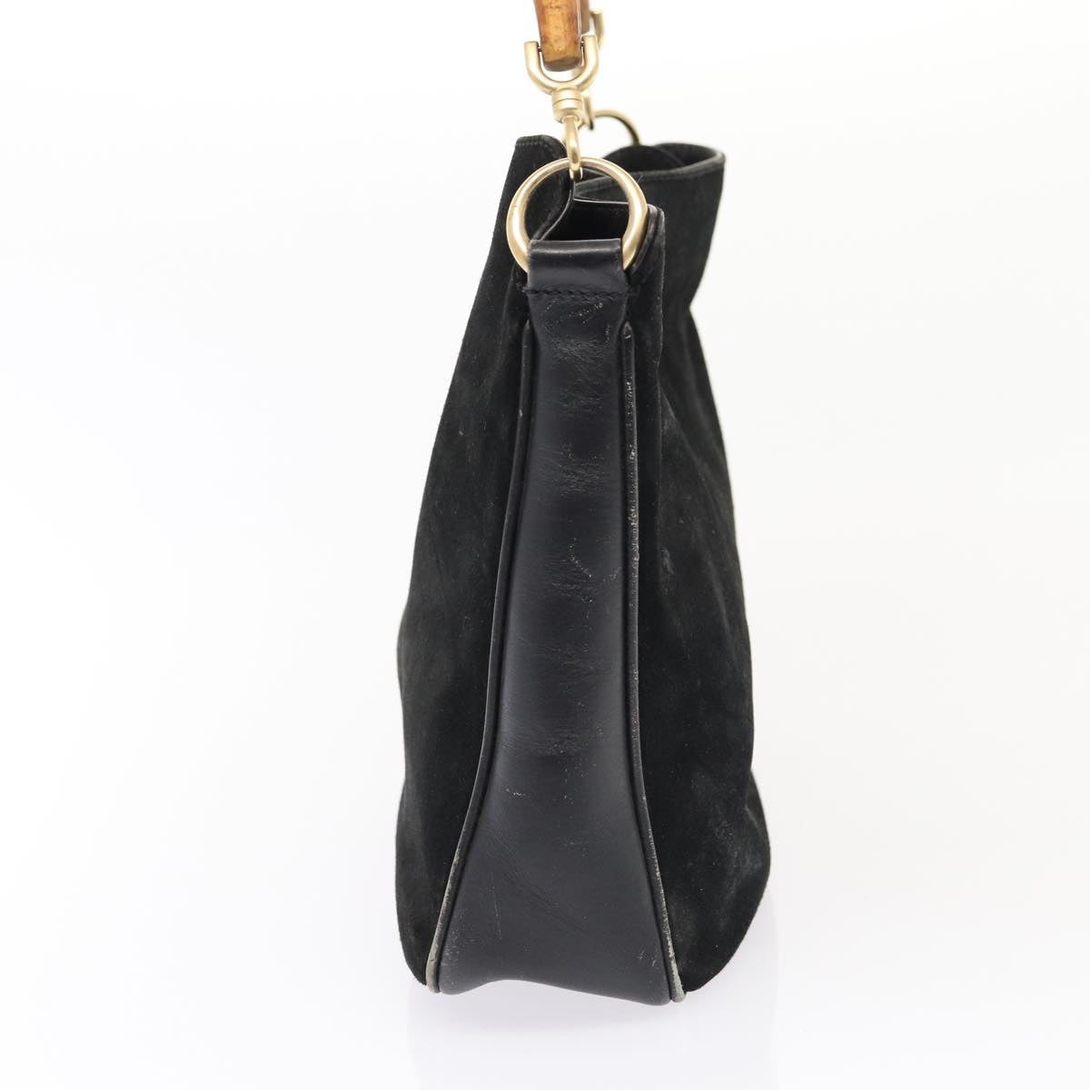 GUCCI Bamboo Hand Bag Suede Black Gold 001 1705 001 1705 - 4