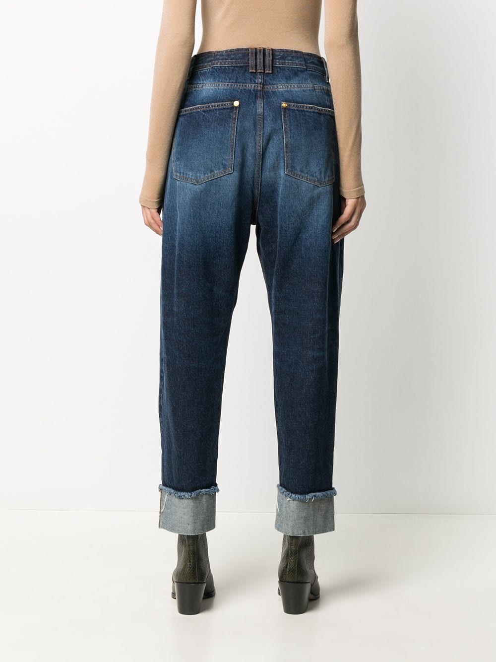 high-waisted cotton jeans - 4