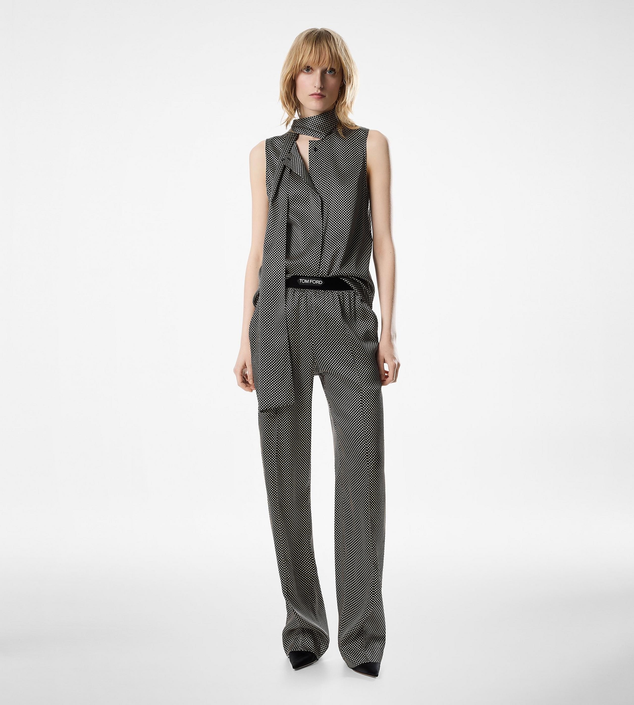 SLEEVELESS LAVALLIERE SILK BLOUSE - 3