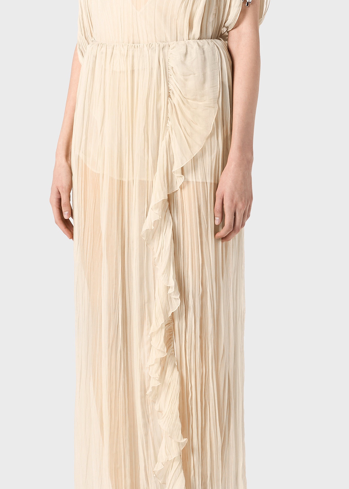 PLEATED SKIRT IN SILK CHIFFON WITH RUFFLES - 5