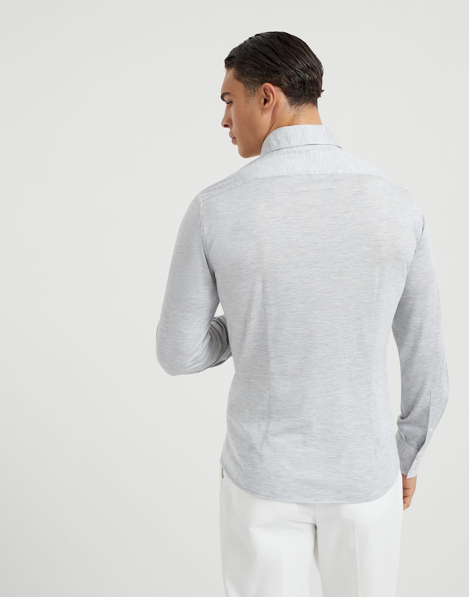 Silk and cotton jersey shirt with spread collar - 2