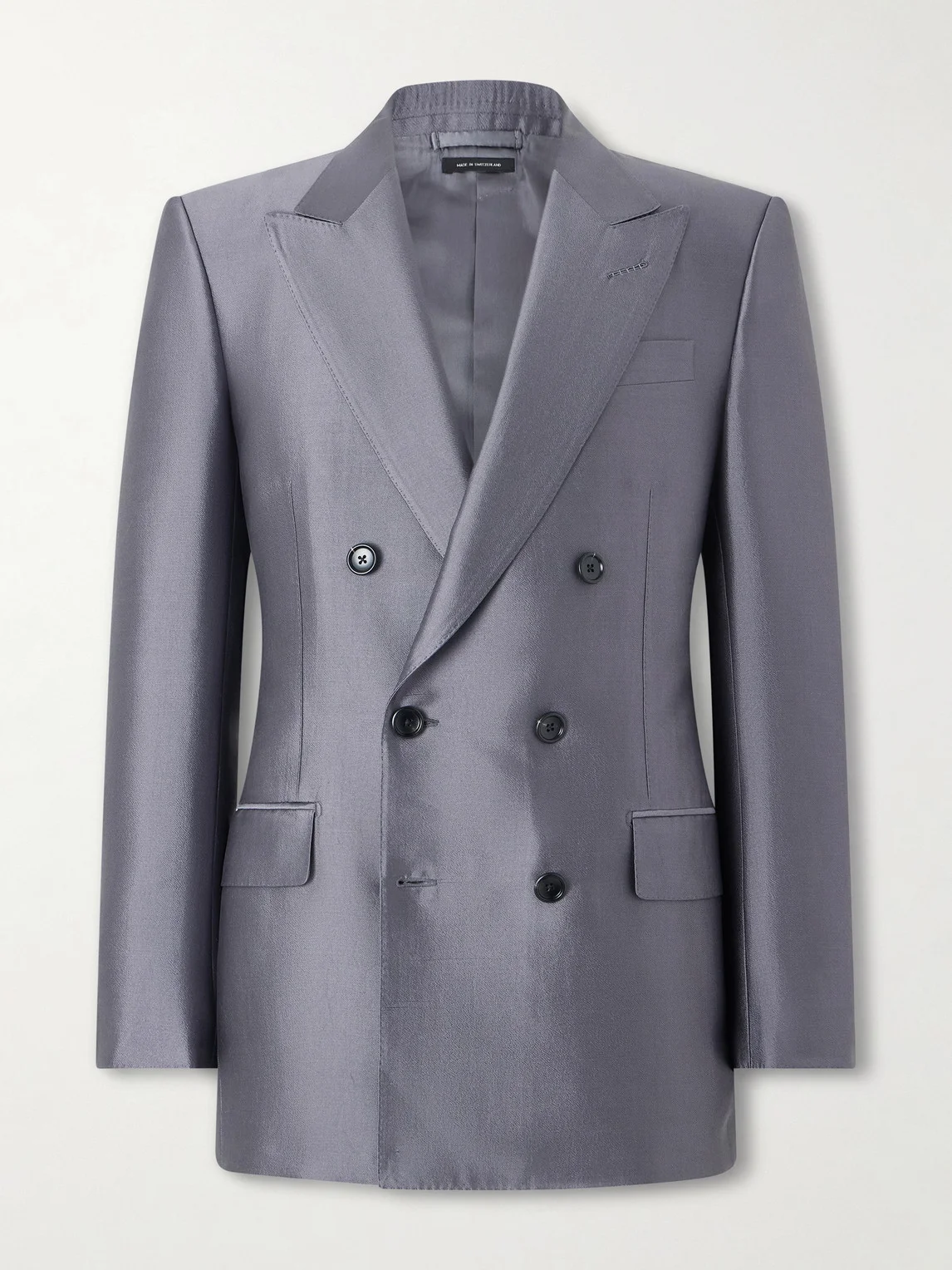 Double-Breasted Silk Blazer - 1