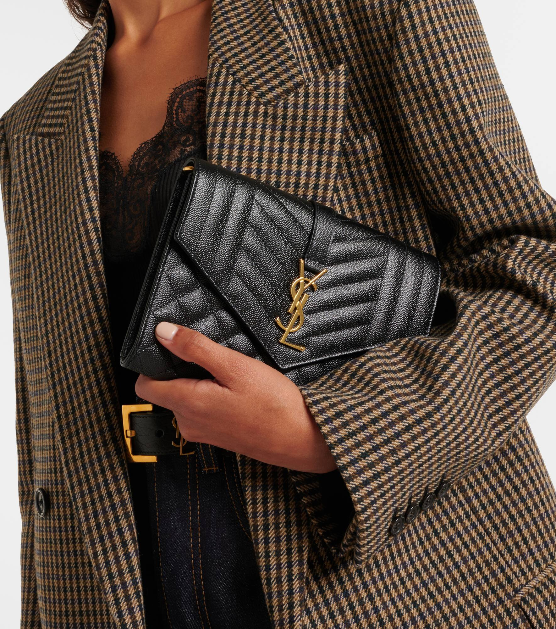Envelope matelassé leather clutch - 6