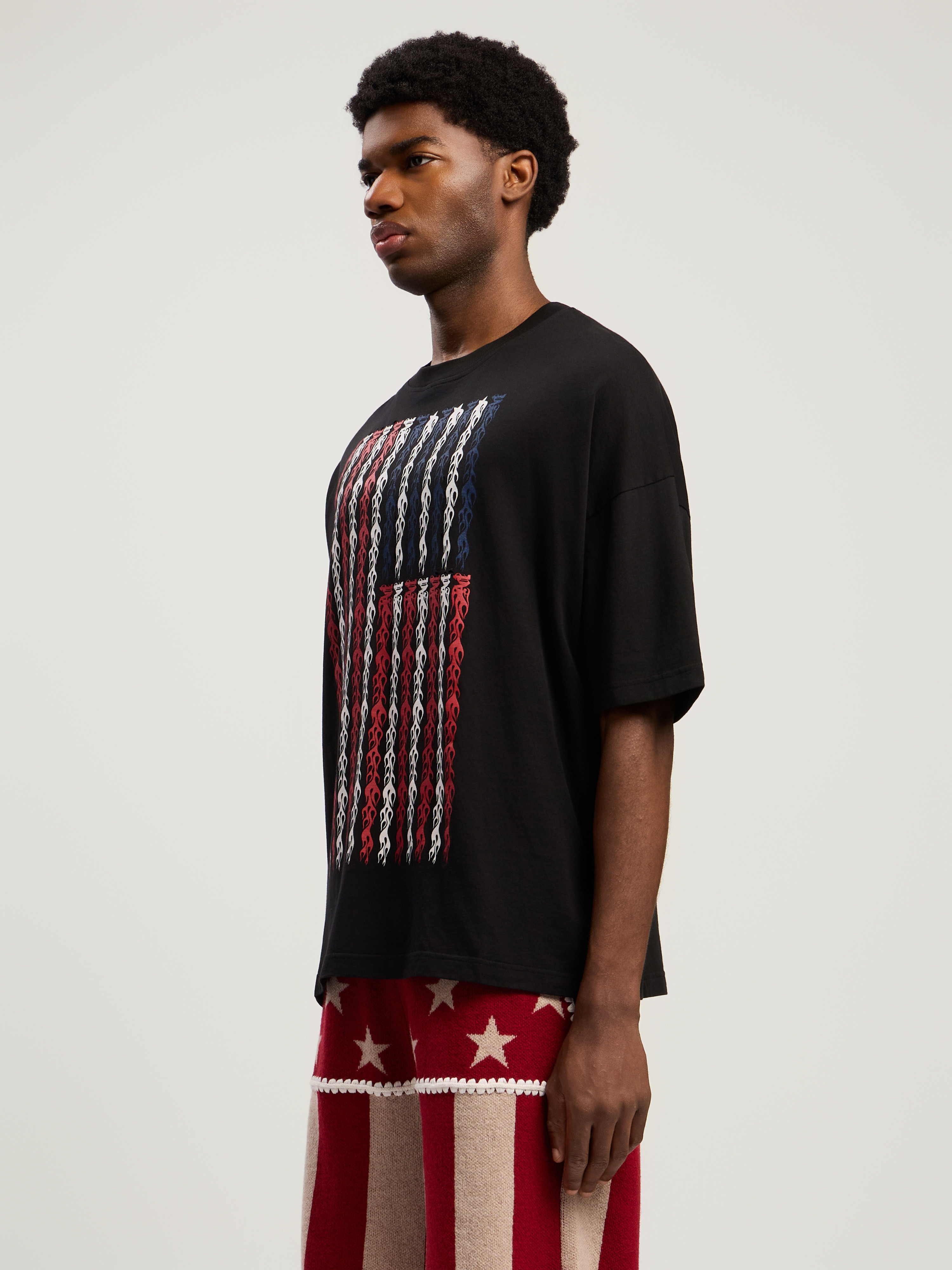 Flames Flag Loose T-Shirt - 4