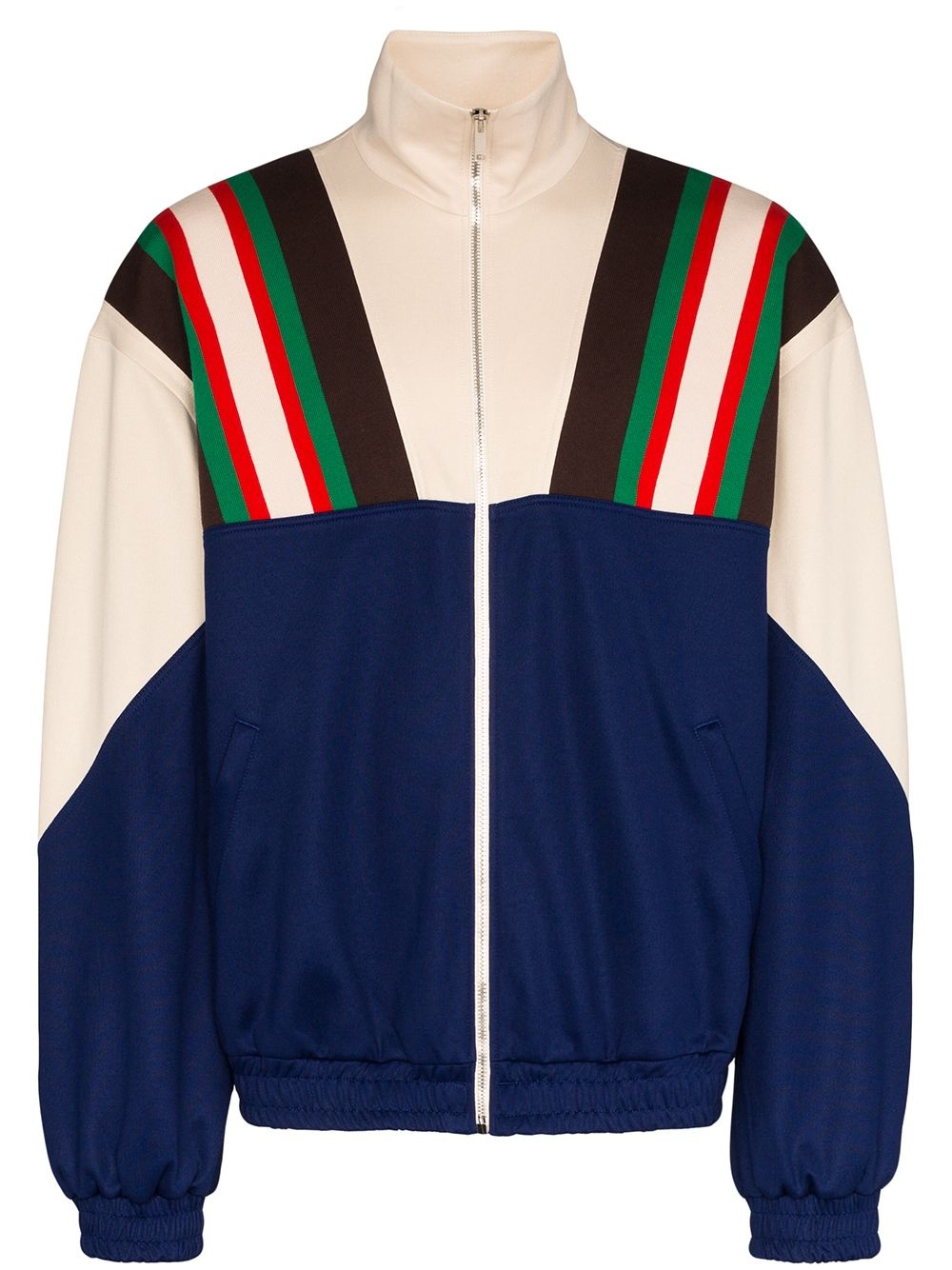 zip-up striped track jacket - 1