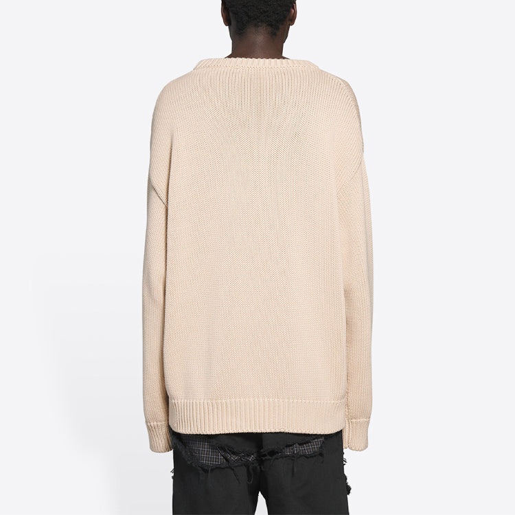 Balenciaga BB Laurel Crown Logo Crewneck Knitted Sweater 'Beige' 664369T32119028 - 4