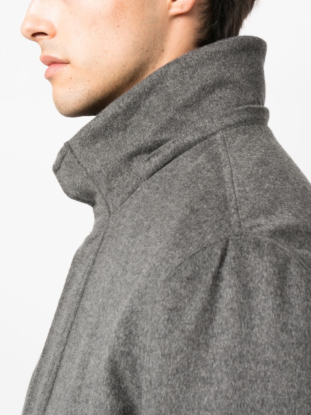 hooded padded-design cashmere coat - 6