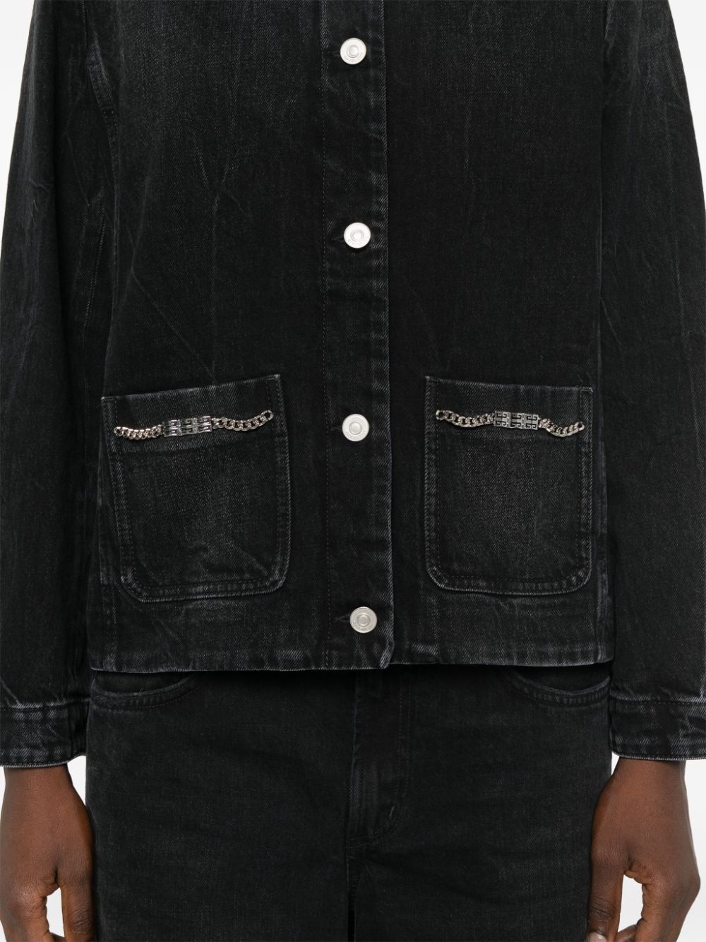 chain-detailing denim jacket - 5