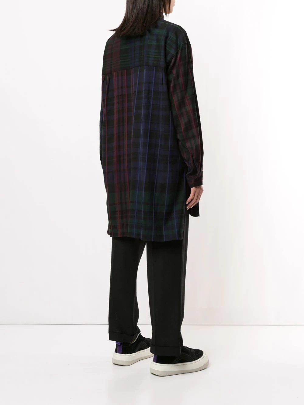 long-line check shirt - 4