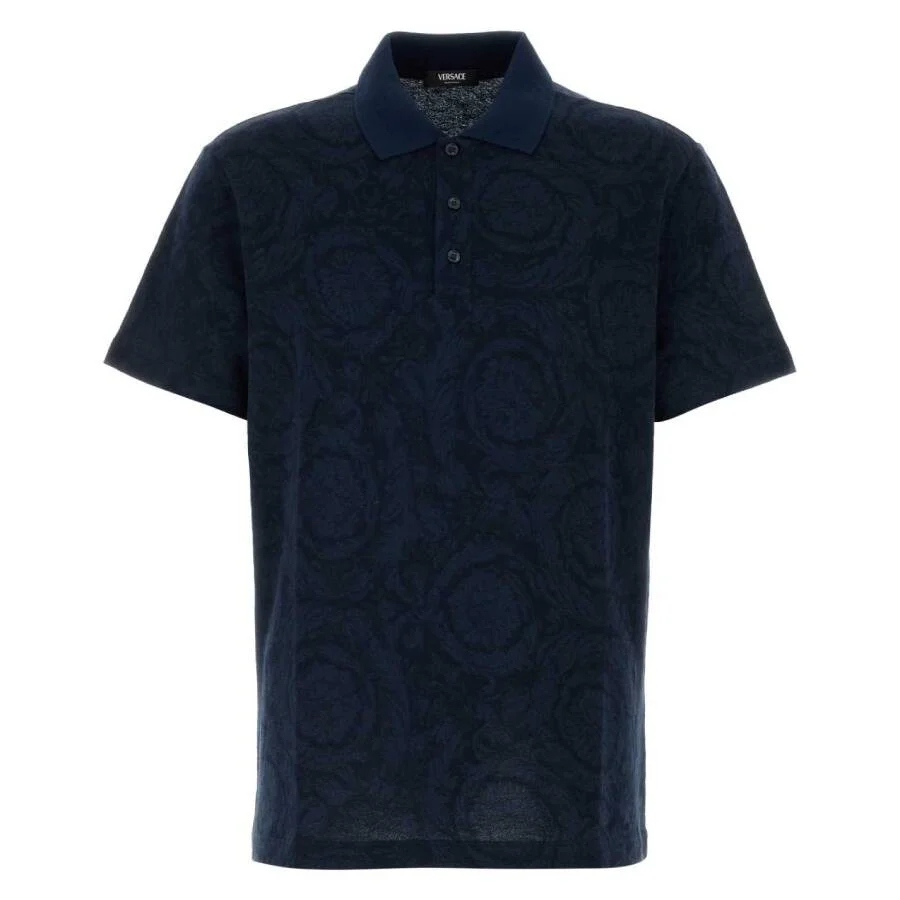 Versace Barocco Cotton Pique Polo Shirt - 1