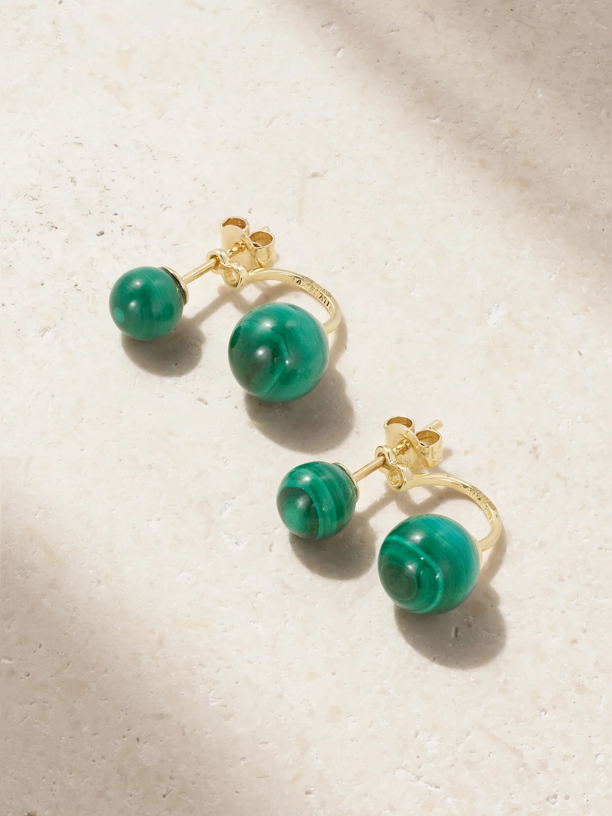 14-karat Gold Malachite Earrings - 1