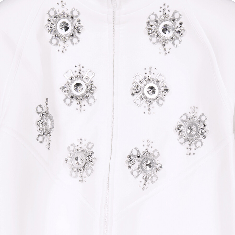 Burberry White Bottle Cap Detail Jersey Track Bomber Jacket - 7