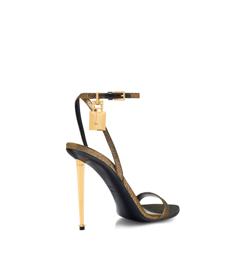 HAMMERED-EFFECT FABRIC PADLOCK POINTY NAKED SANDAL 3