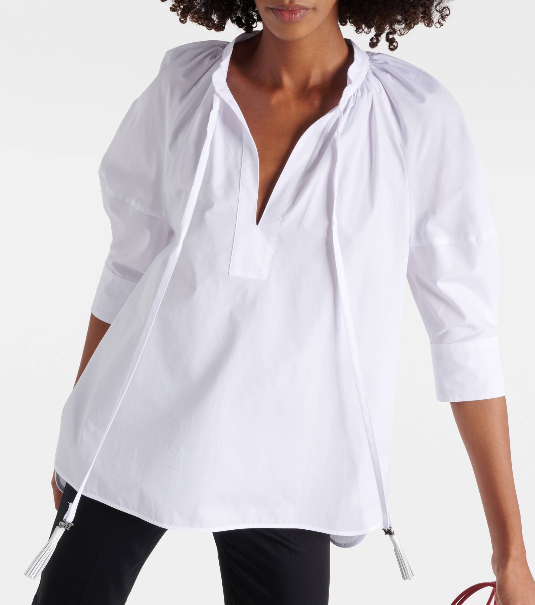 Capri puff-sleeve cotton blouse - 4
