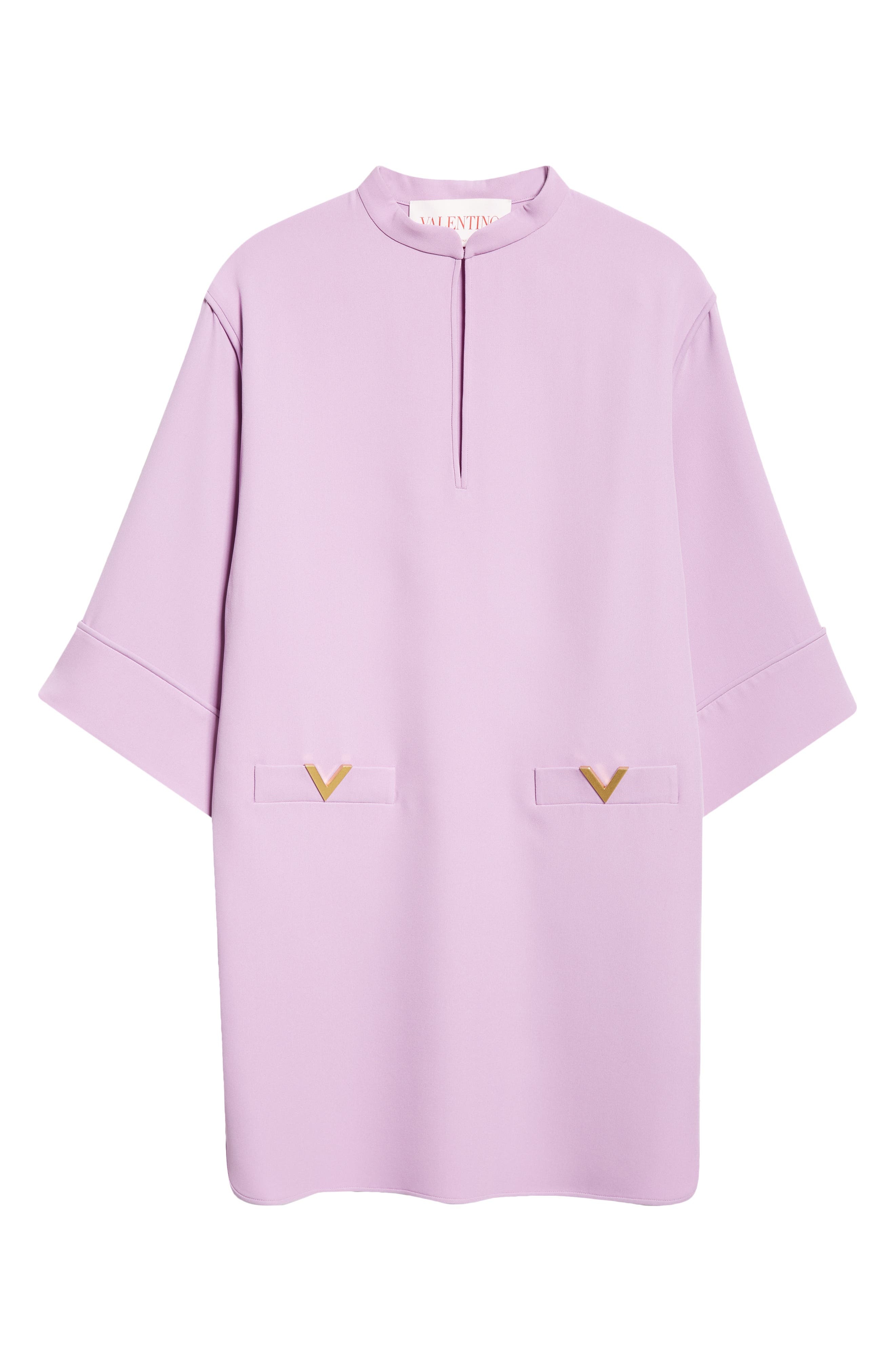 Valentino Garavani V-Detail Crepe Couture Tunic Top in Soft Wisteria at Nordstrom - 6