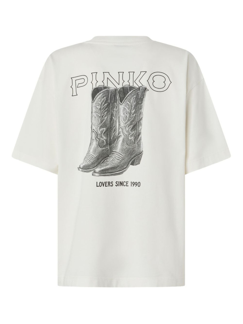 PINKO cowboy boot-graphic T-shirt outlook