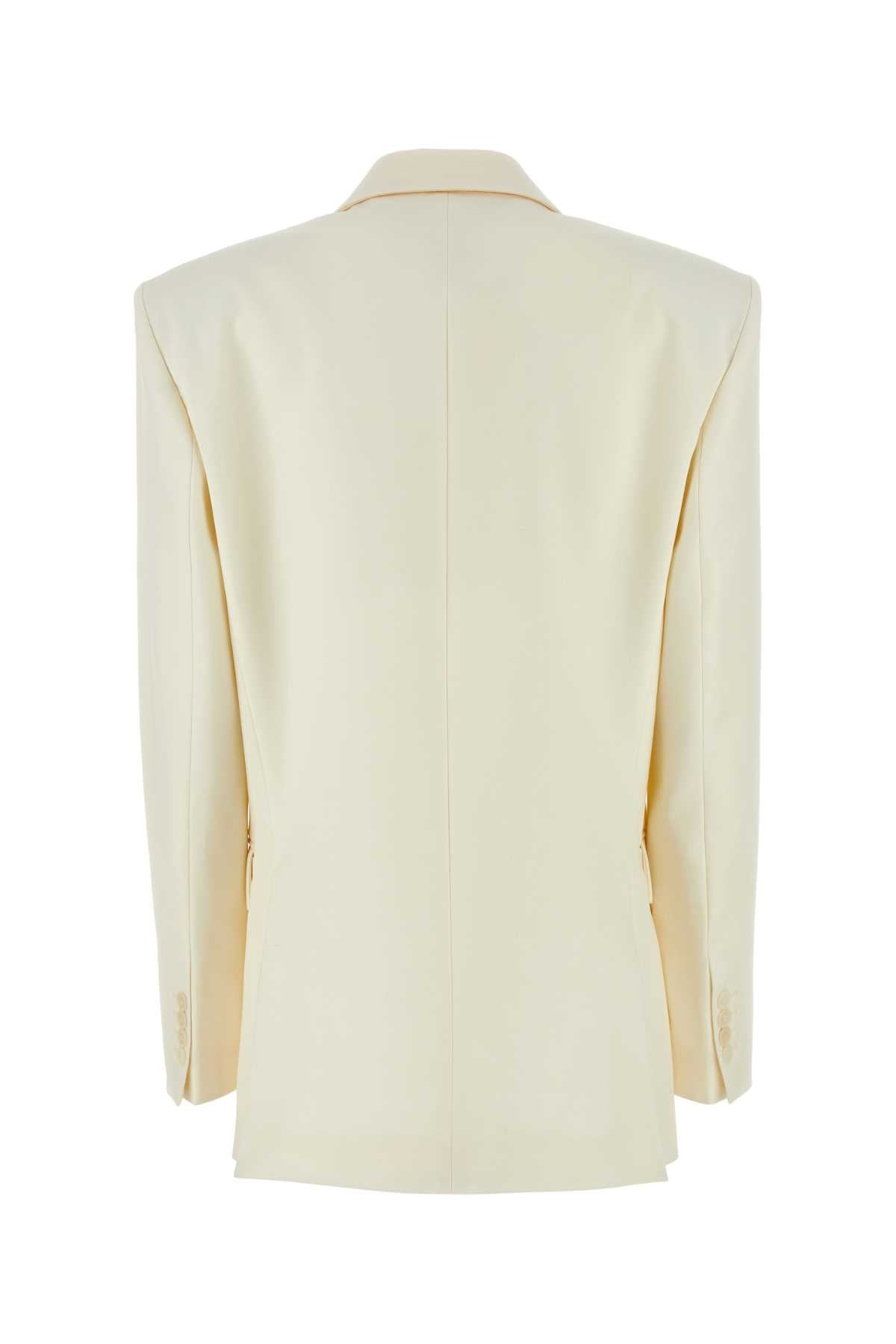 Magda Butrym Women Ivory Wool Blend Oversize Blazer - 2