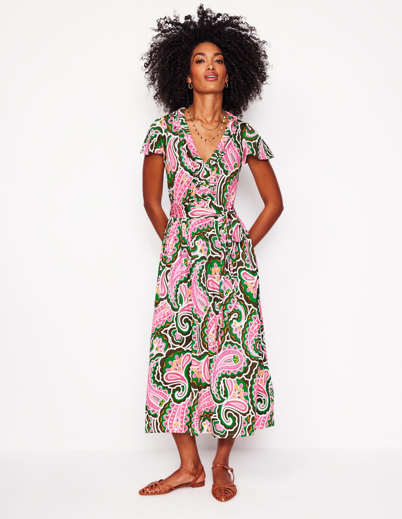 Nicola Jersey Tea Dress-Multi, Scallop Paisley 5