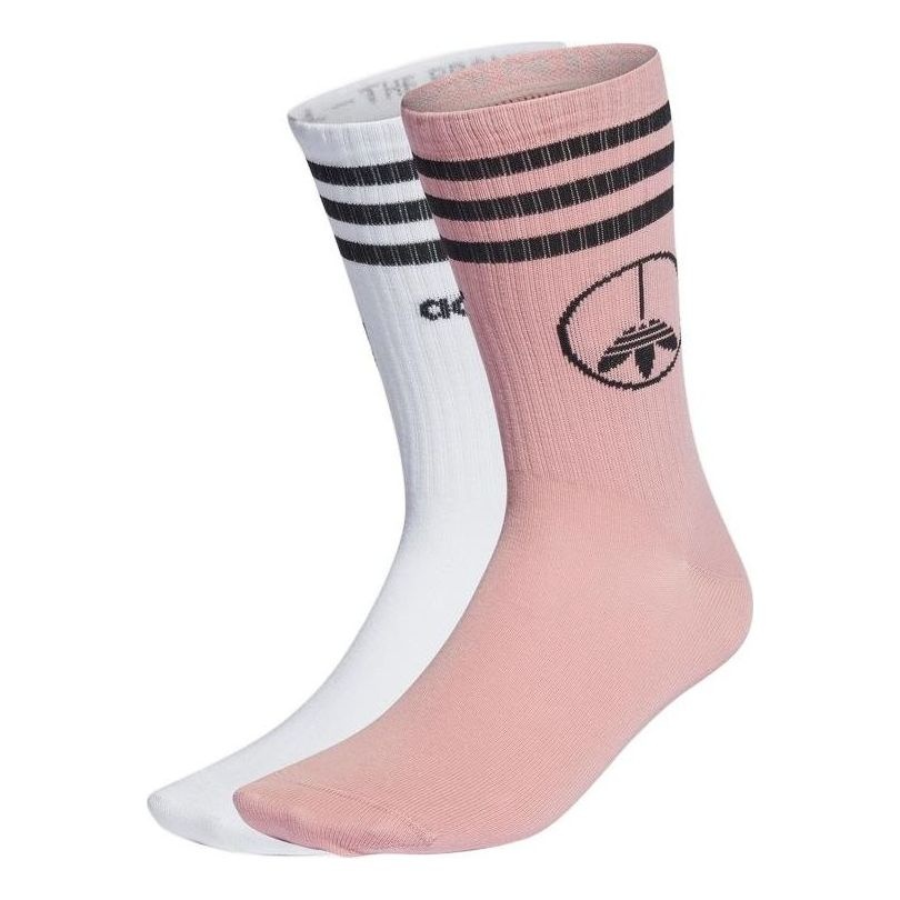 adidas originals Stripe Logo Printing Mid Tops Socks 2 Pairs Unisex HC9536 - 1