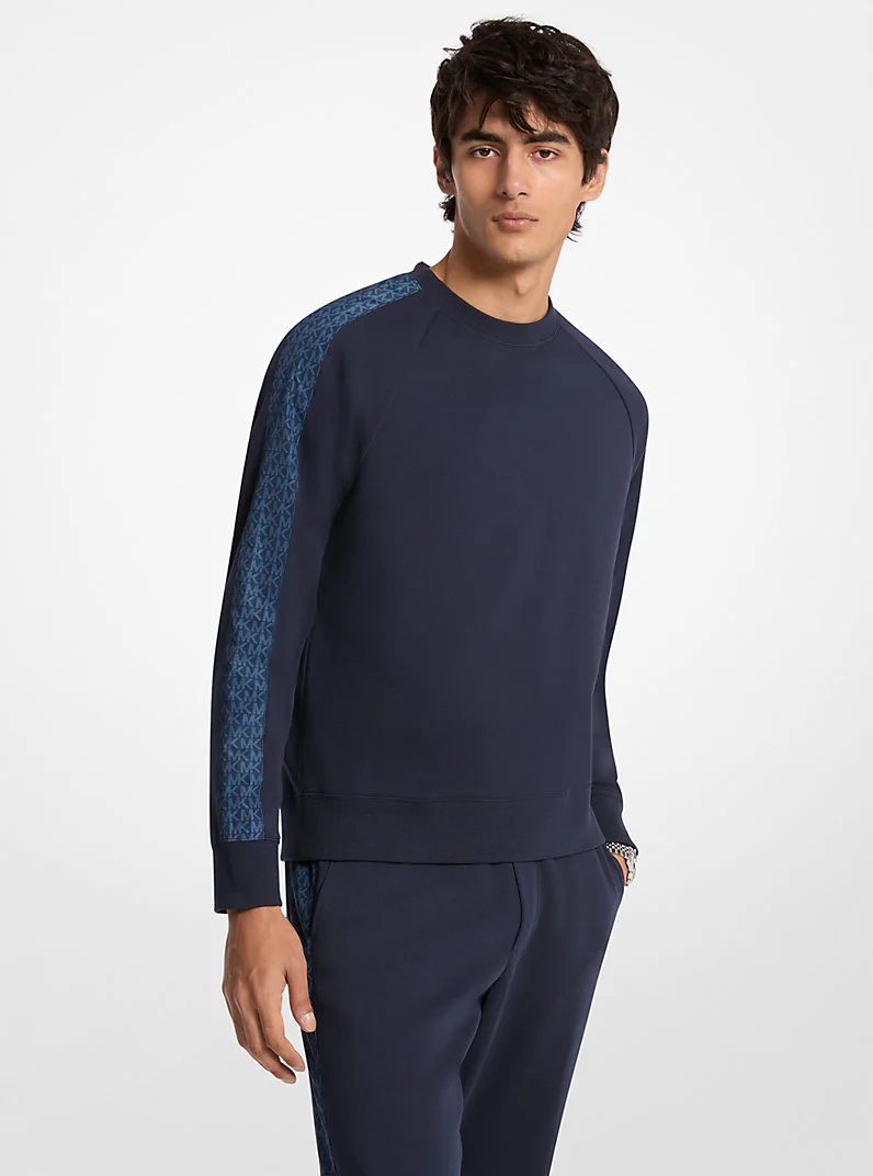 Logo-Trim Cotton Blend Sweater - 1
