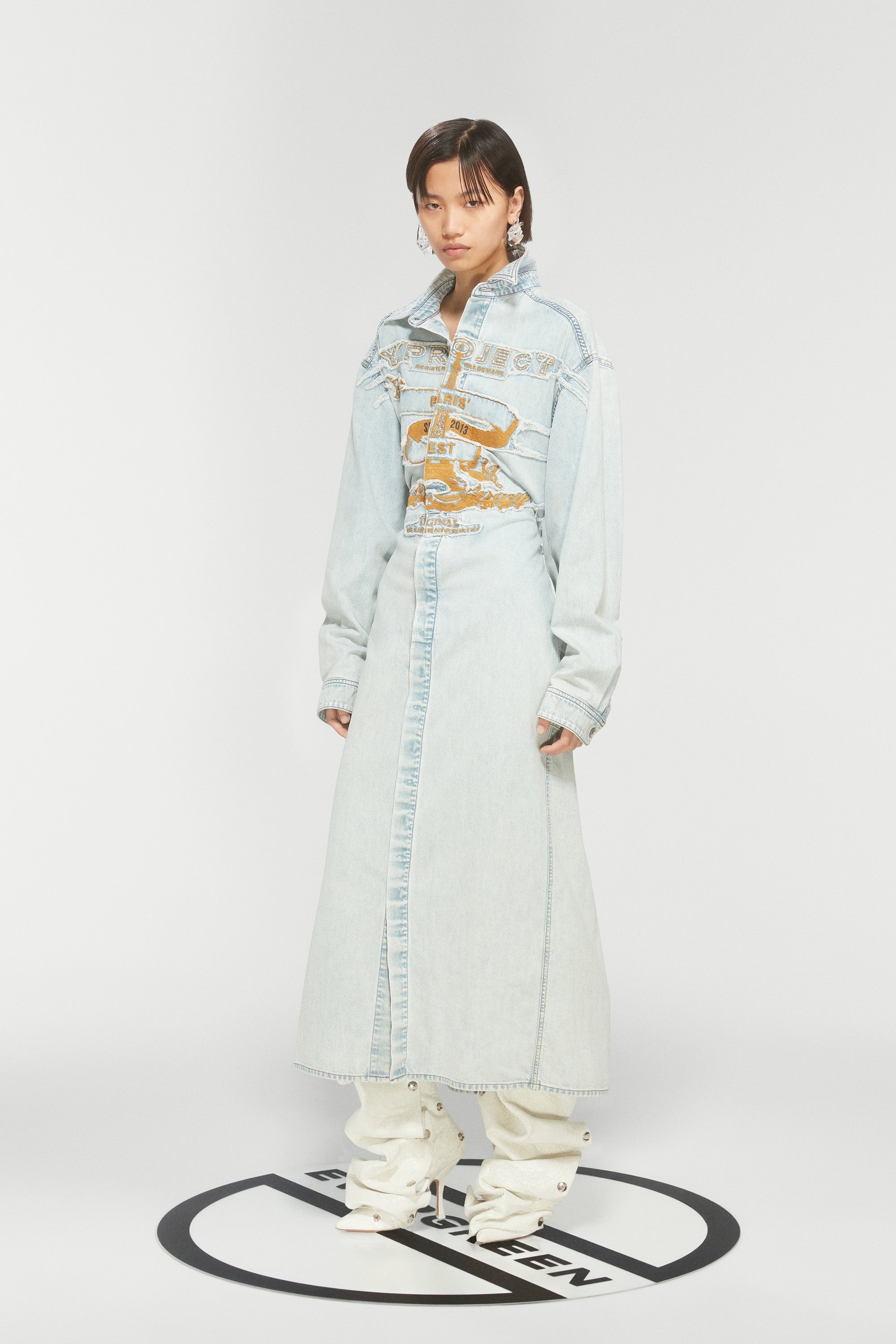 EVERGREEN PARIS BEST PATCH DENIM SHIRT DRESS - 3