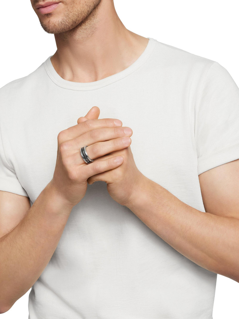 Men's Armory Band Ring in Sterling Silver, 9MM - Gunmetal 7
