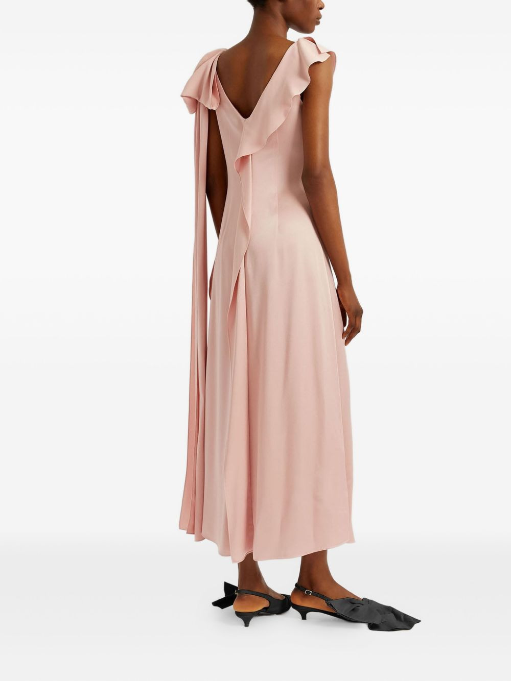 floral-embellished ruffled midi dress - 3