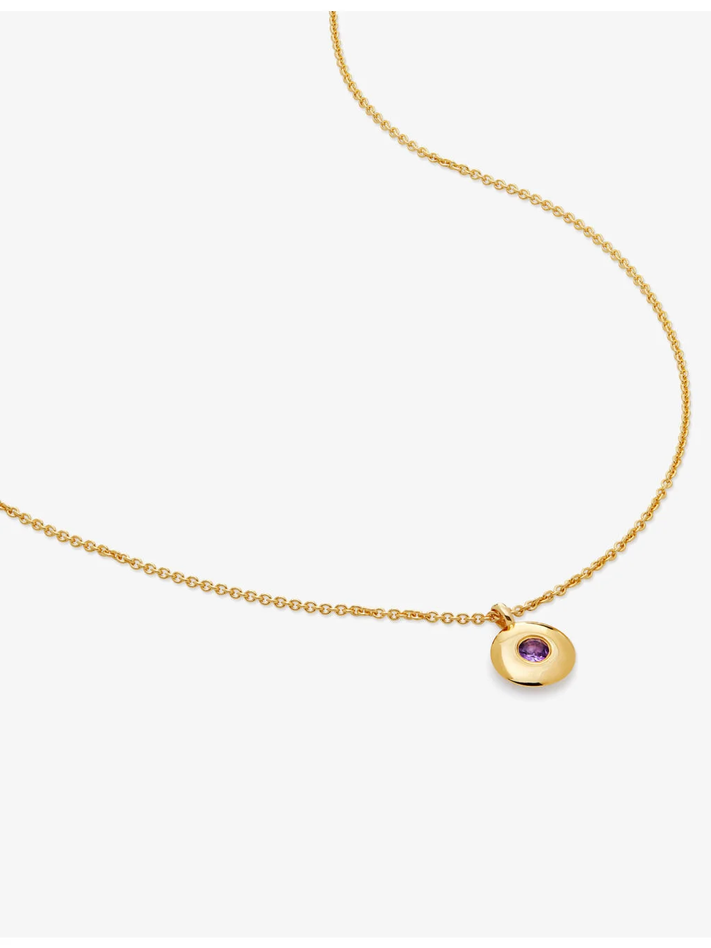 February birthstone 18ct yellow gold-plated vermeil sterling-silver and amethyst pendant necklace - 1
