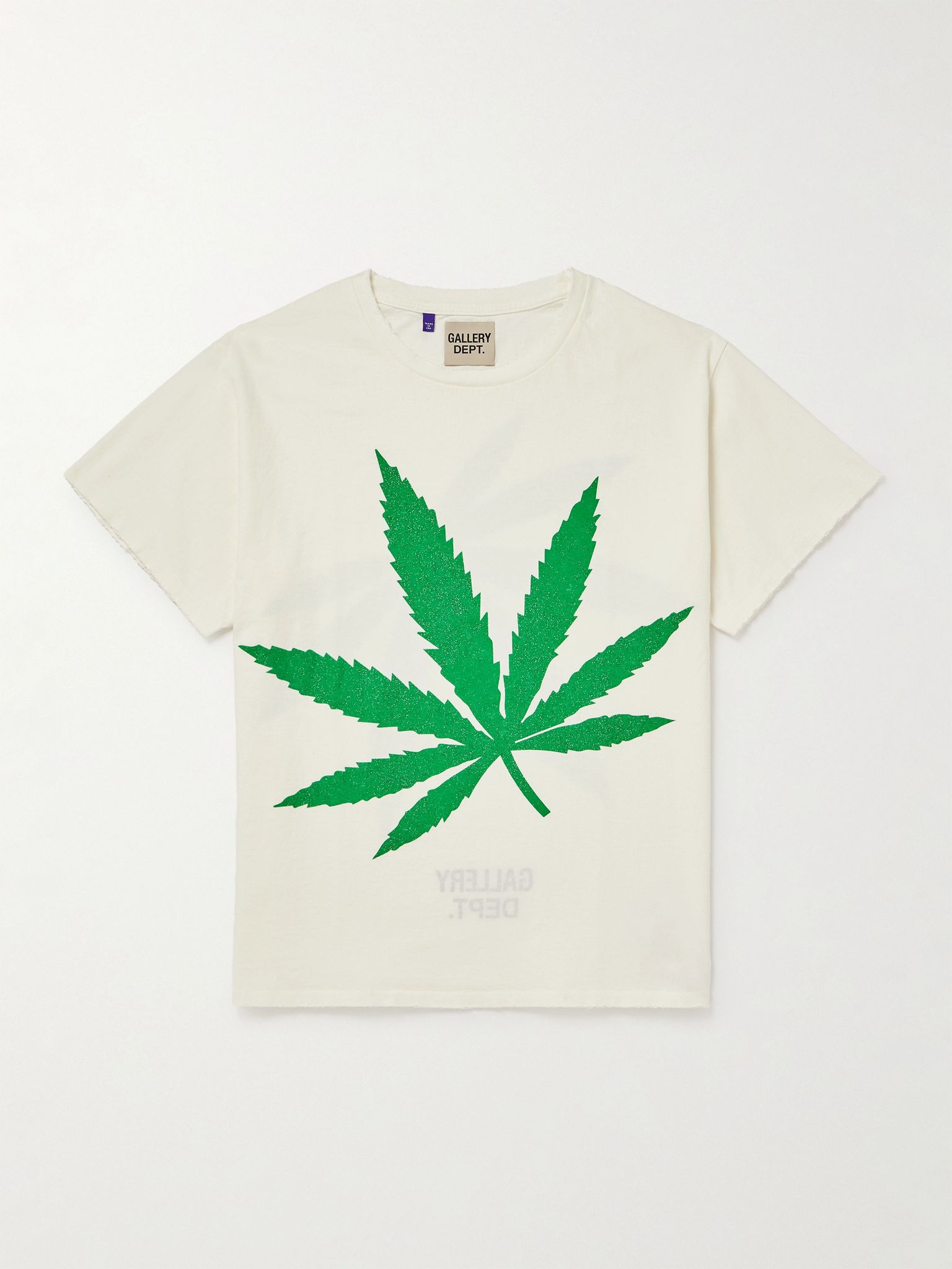 Weed Glittered Cotton-Jersey T-Shirt Green - 1