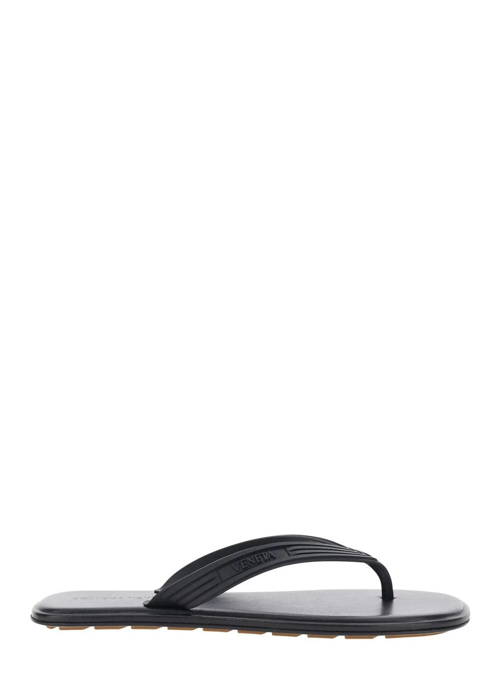 Bottega Veneta Men 'Sanpieri' Black Sandals With Thong Design And Flat Sole In Rubber For Men - 1