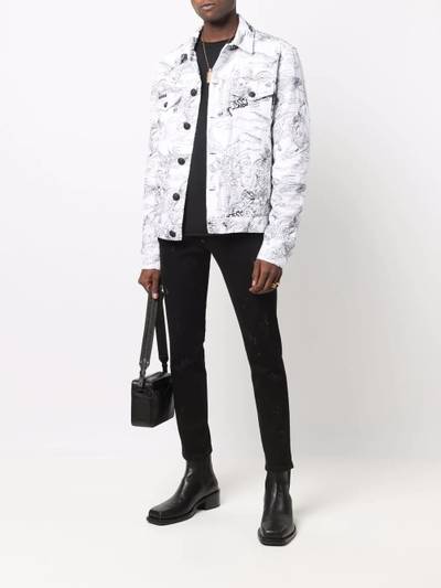 PHILIPP PLEIN skeleton-tattoo print denim jacket outlook