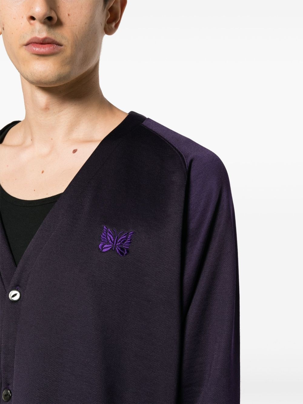 embroidered-logo V-neck cardigan - 5